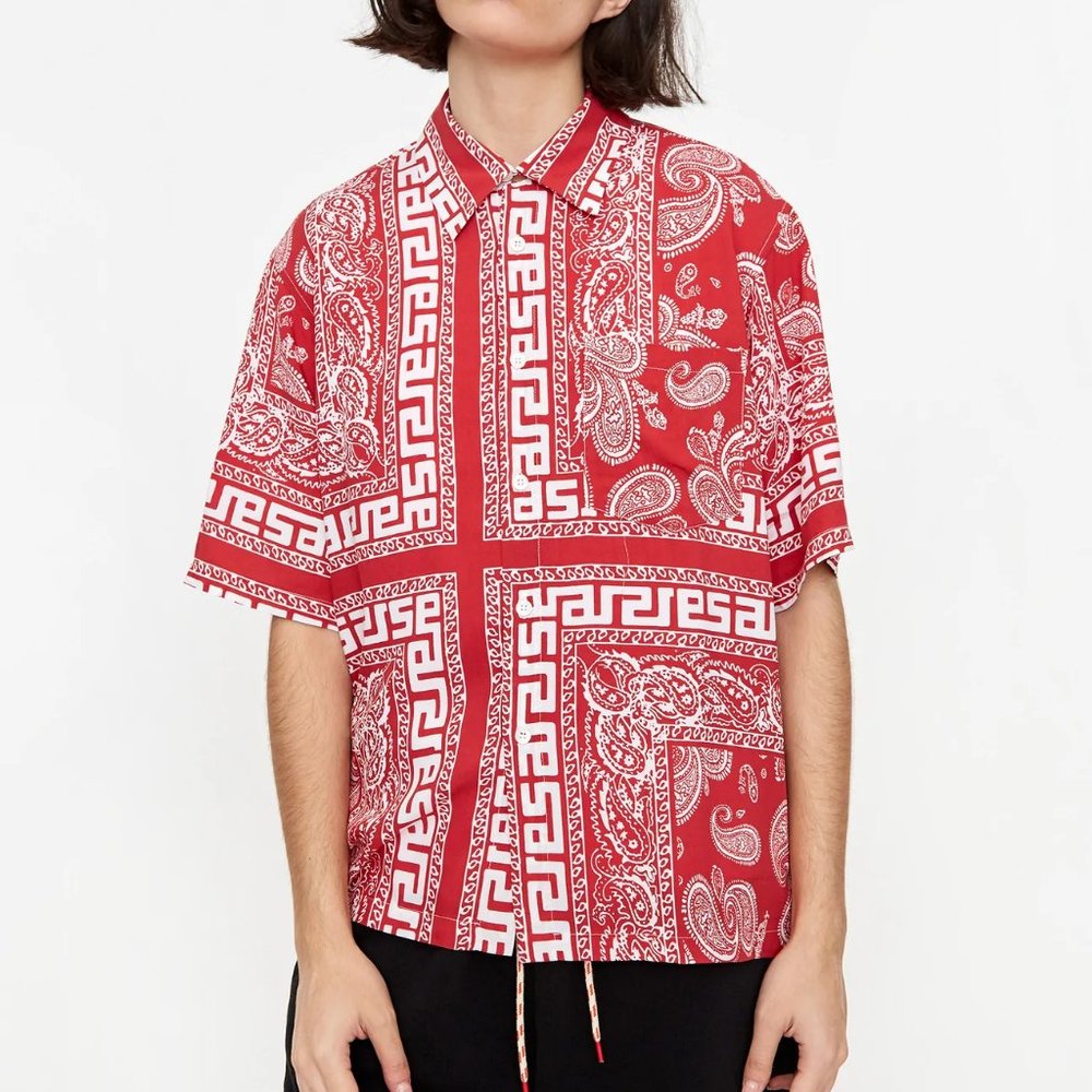 Aries Bandana Print Hawaiian Shortsleeve Shirt - Red - Picture 4 of 7